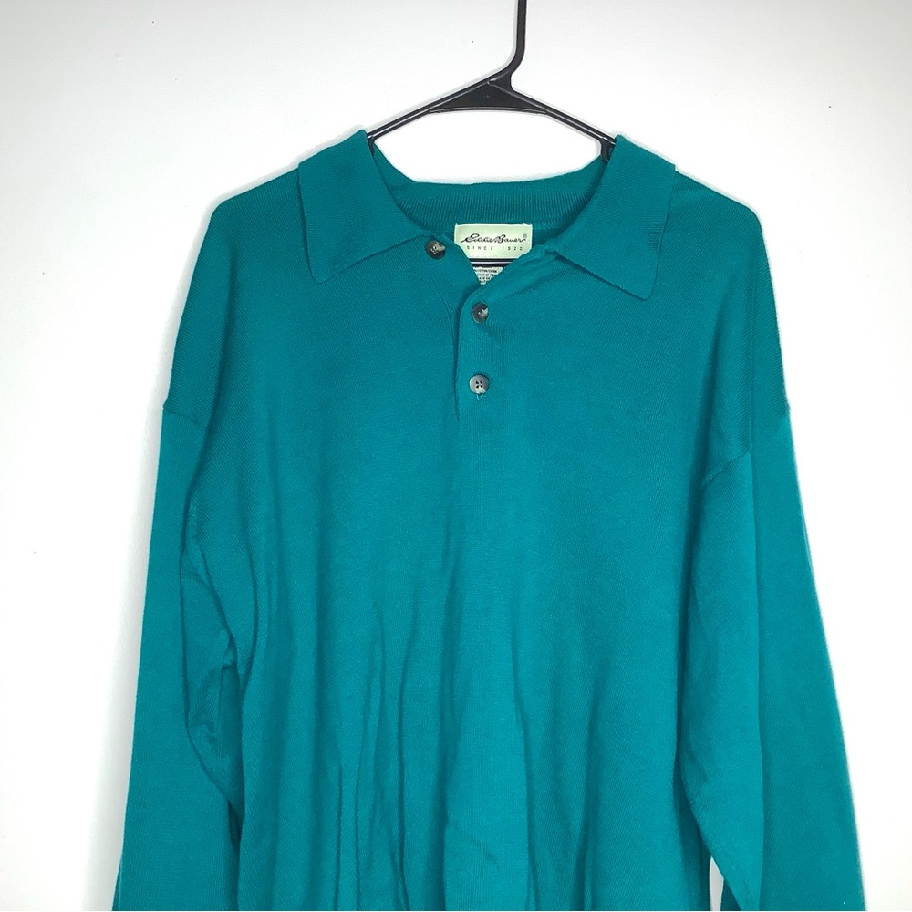 < Vintage Eddie Bauer Teal Collared Sweater > - Picture 2 of 4